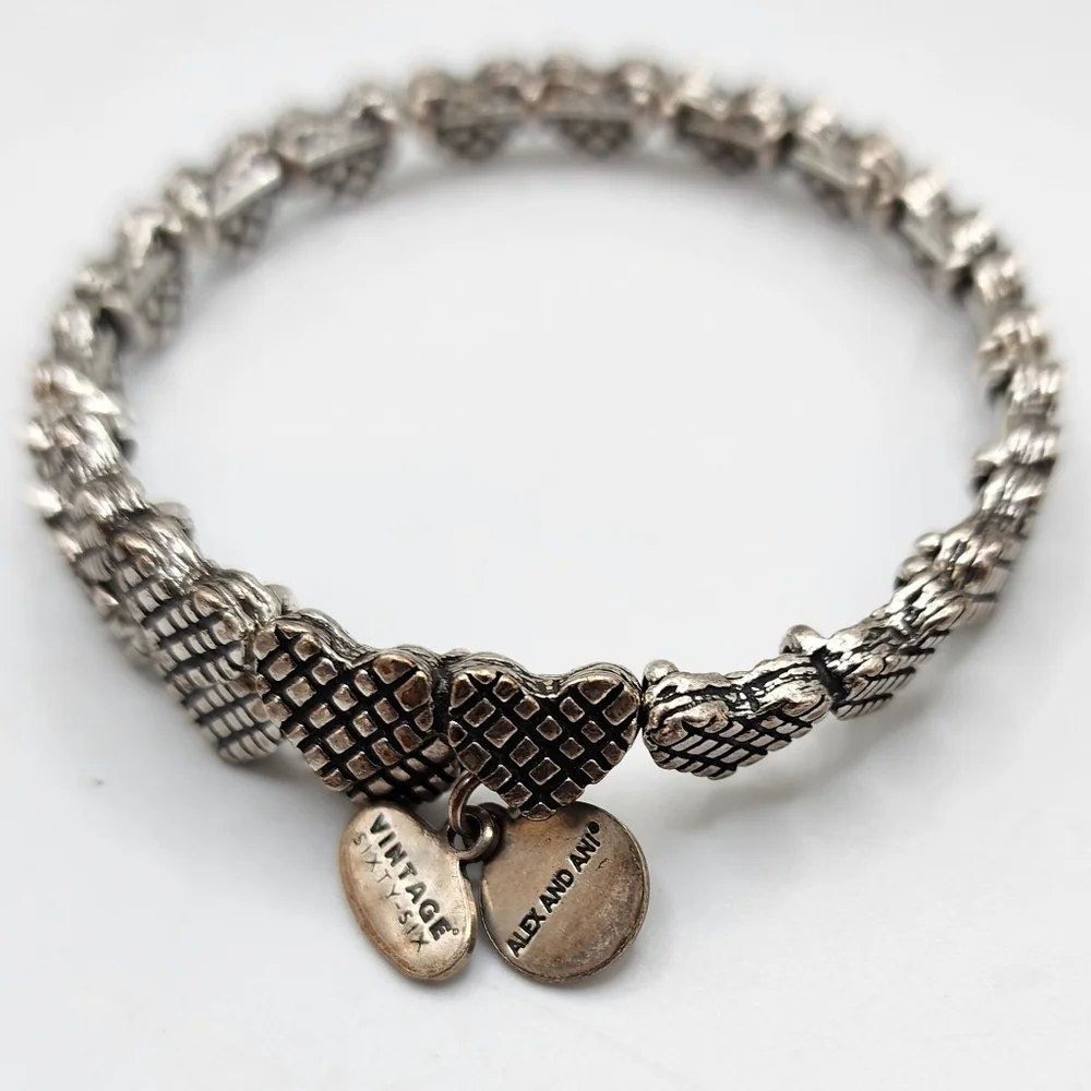 Alex & Ani Silver Vintage Sixty-Six Heart Bracelet - Picture 7 of 9